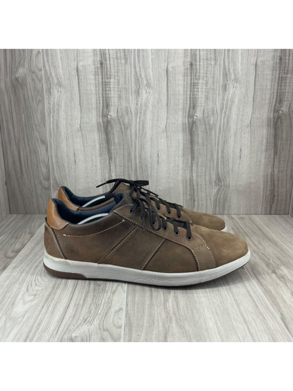 Florsheim Shoes Mens 12W Brown Leather Lace Up Sneakers